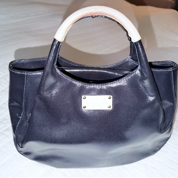 Kate Spade Shiny Black Tote with Tan Handles - Picture 4 of 13